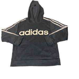 Adidas Hoodie Boys Small Gray Lightweight Athletic Activewear‎ Pullover Casual
